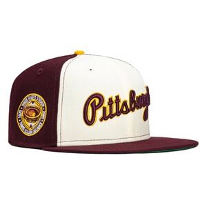 New Era Pittsburgh Pirates 59FIFTY Fitted Hat‎ Maroon Three Rivers Patch 7 1/4